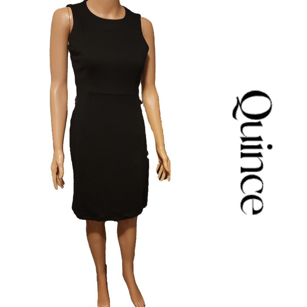 Quince Ultra-Stretch Ponte Sleeveless Dress NWT Black XS